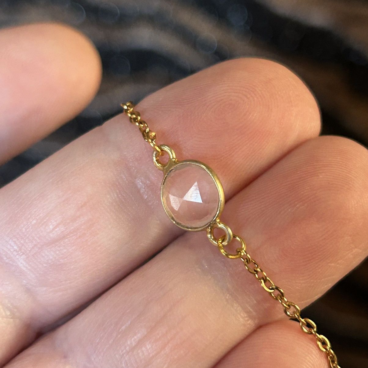 Handmade Handcrafted minimalist framed faceted dome quartz necklace Size ONE SIZE - 7 Thumbnail