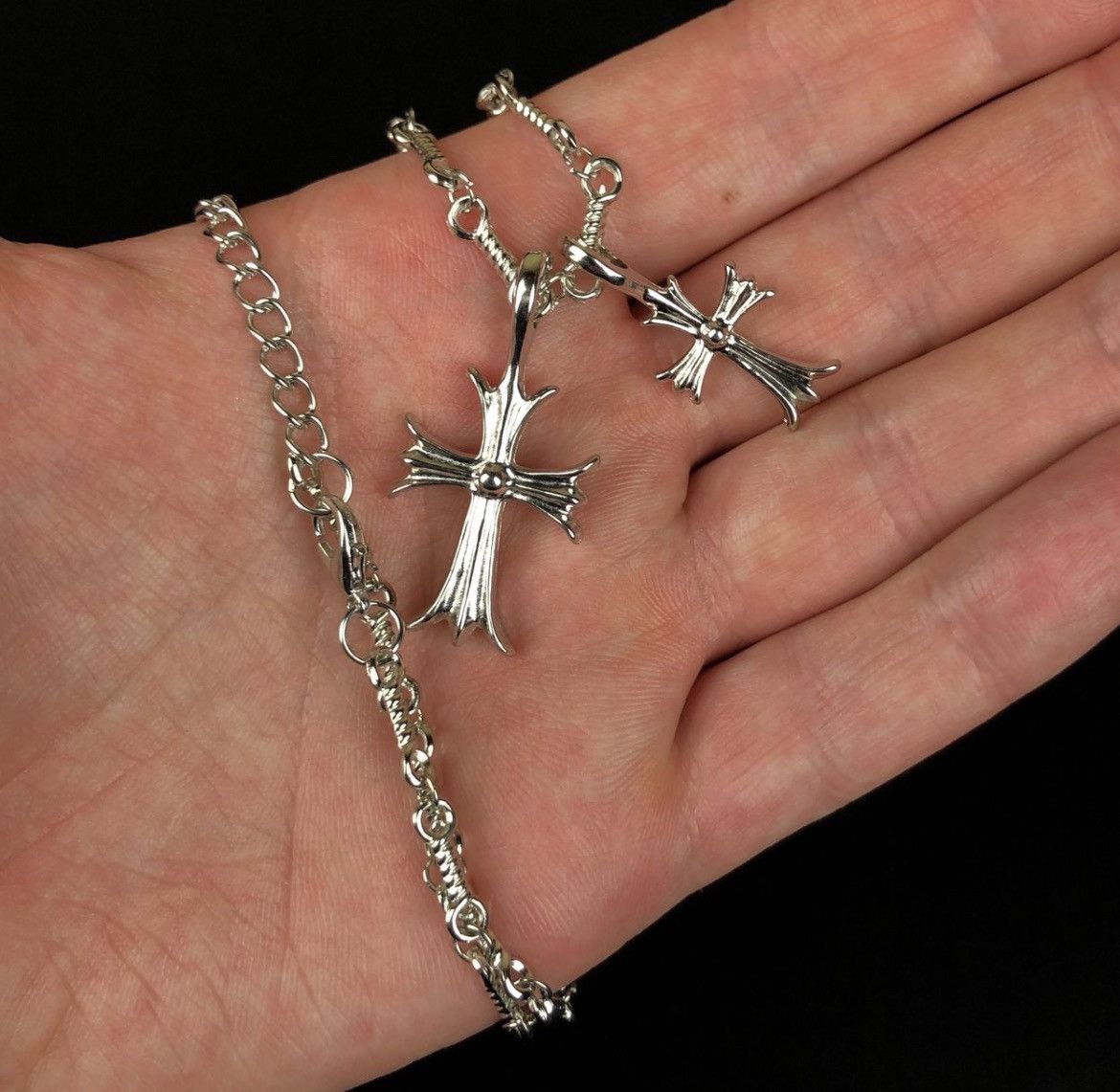 Jewelry Double Cross Necklace Punk Gothic Size ONE SIZE - 5 Thumbnail