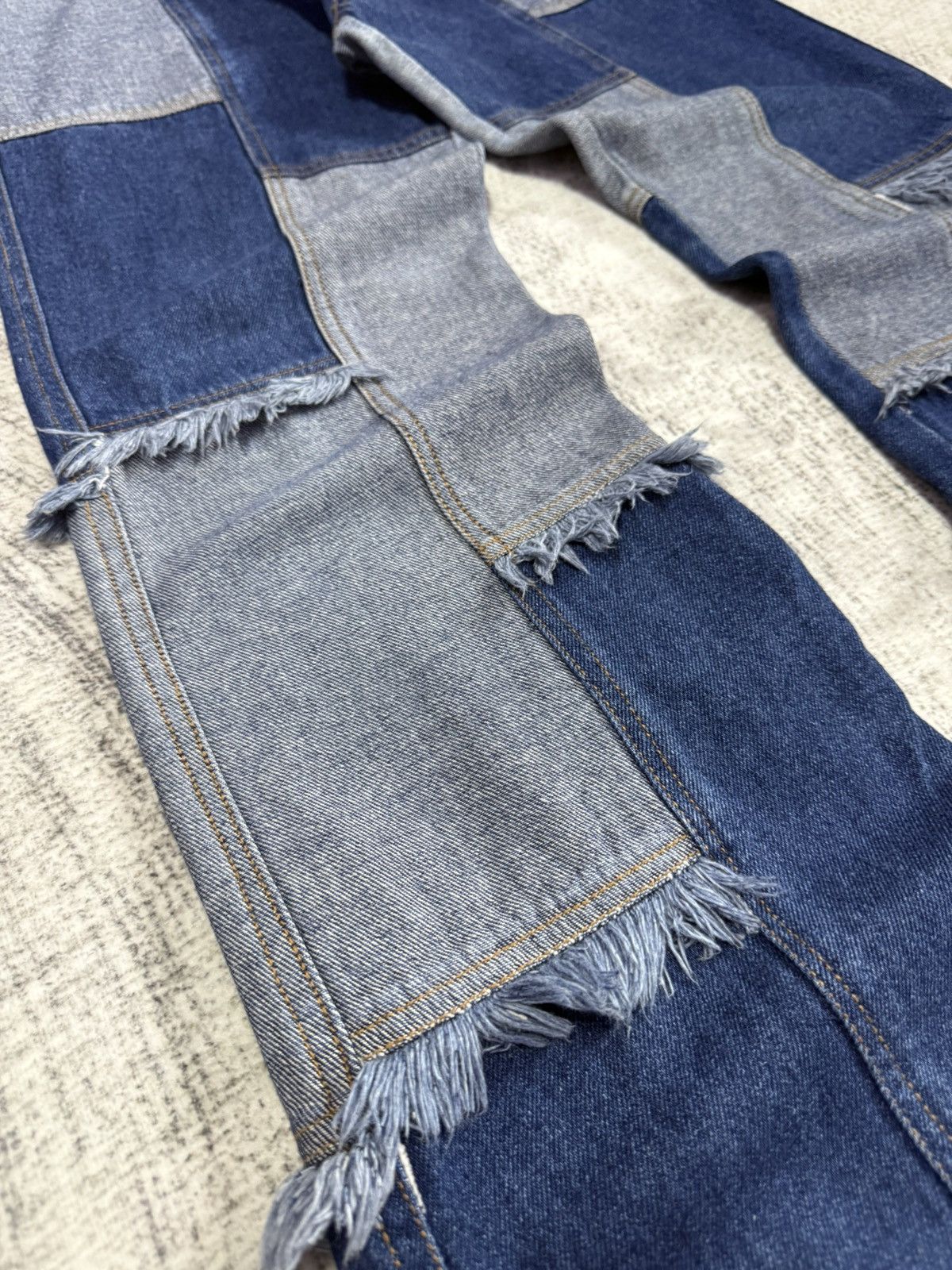 Angel Blue × Hysteric Glamour × Japanese Brand Pop Jelly Japan Penelled Frayed Patch Work Flared Jeans Size US 27 - 7 Thumbnail
