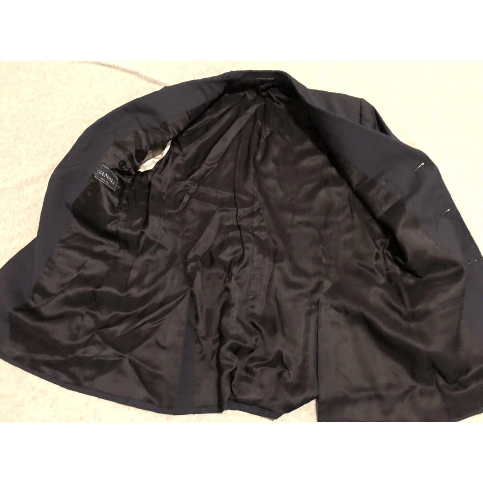 Canali Canali Navy Blue Wool Suit Mens 42R Jacket 33x38 Pants 2 Piece Flawed Size 42R - 3 Thumbnail