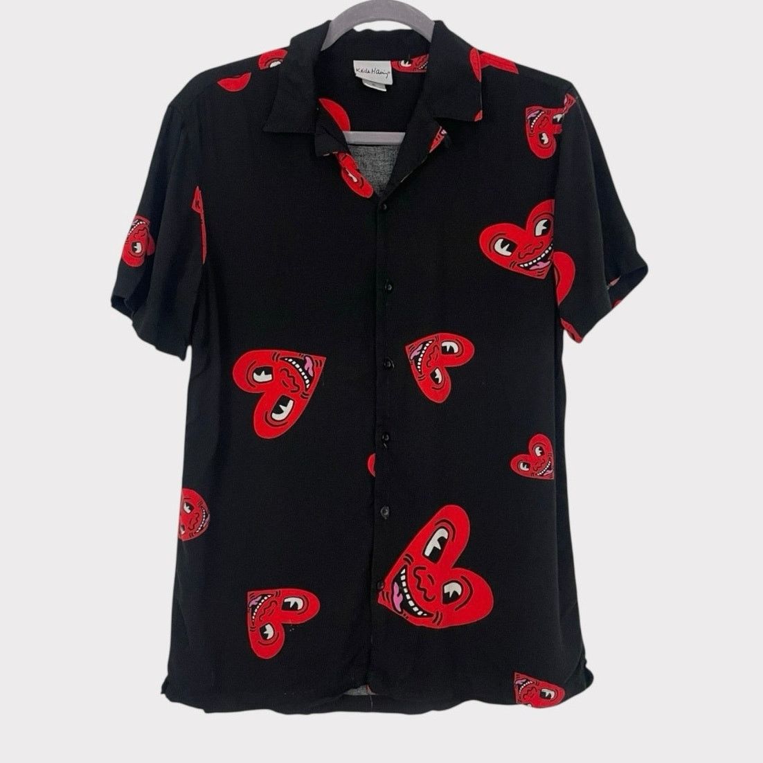 Keith Haring Keith Haring Black & Red Heart Short Sleeve Button Down Size S / US 4 / IT 40 - 1 Thumbnail