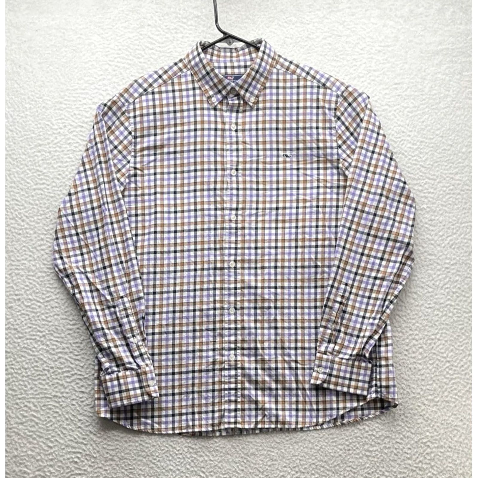 Vineyard Vines Vineyard Vines Whale Shirt Mens L Plaid Button-Up Classic Fit Multicolor Brown Purple Size US L / EU 52-54 / 3 - 2 Thumbnail