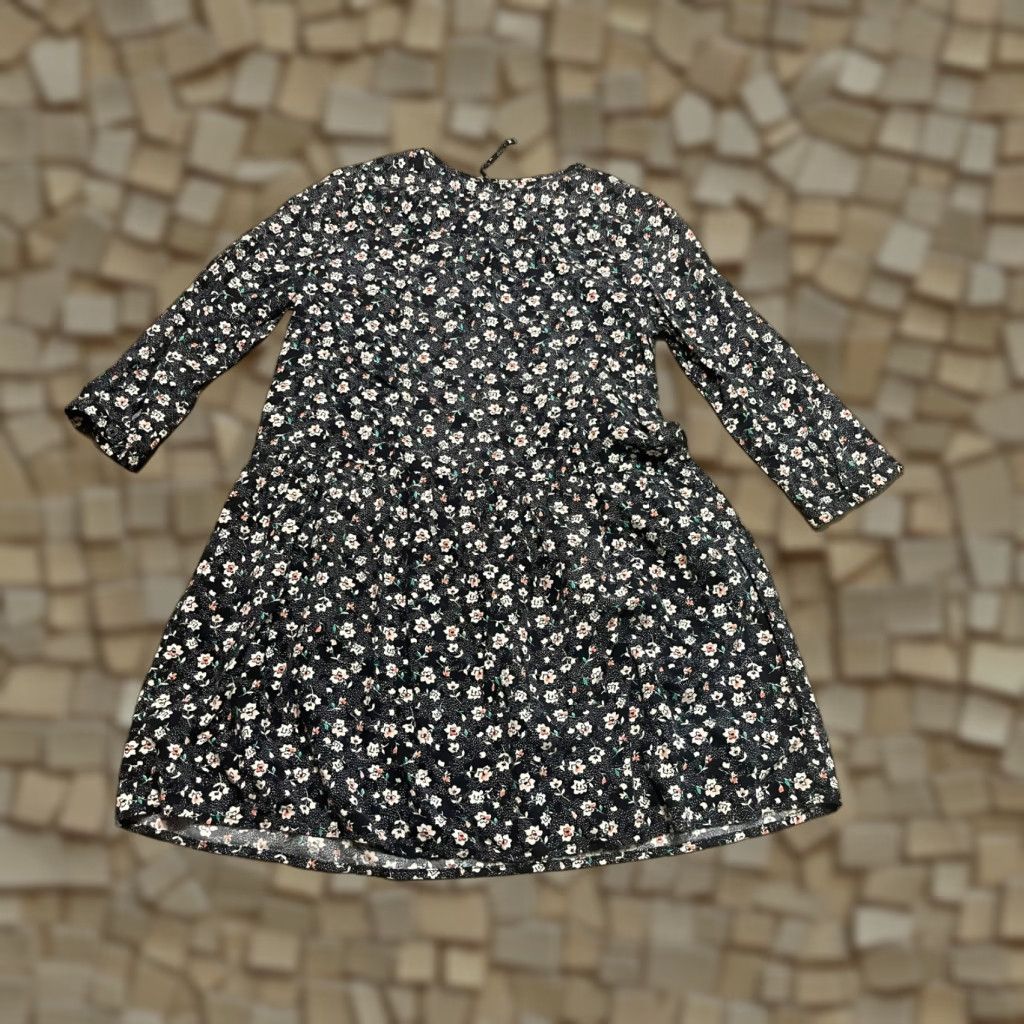 Old Navy Old Navy Dress Women's Small Black White Floral 3/4 Sleeve V-Neck Knee Length A-Line Shift Size S / US 4 / IT 40 - 1 Thumbnail