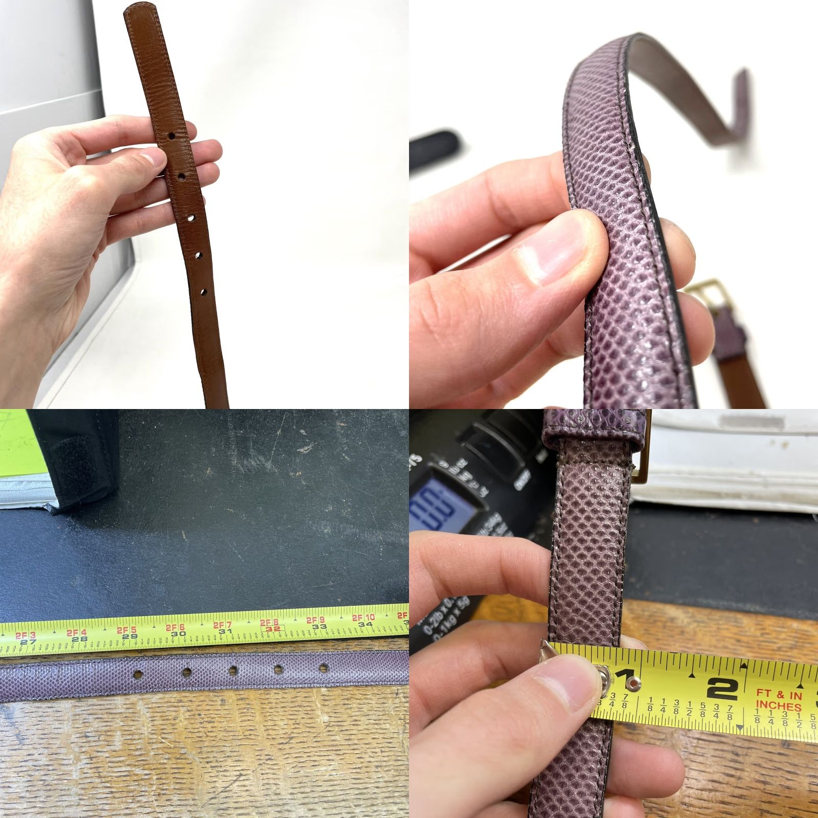 Dooney & Bourke VINTAGE Dooney & Bourke Snakeskin Pattern Dress Belt Women's Size 29-33 Purple Buckle Adjustable Leather Snakeskin Belt Dress Belt Womens 29-33 Size 4XL / US 24-26 - 8 Thumbnail