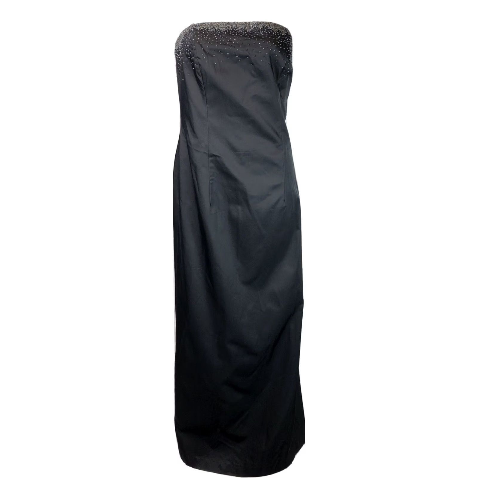 Express Express Strapless Satin Gown Dress 9/10 Black Beaded Boned Bodice Long Lined Prom Formal Glam Dress Size M / US 6-8 / IT 42-44 - 2 Thumbnail