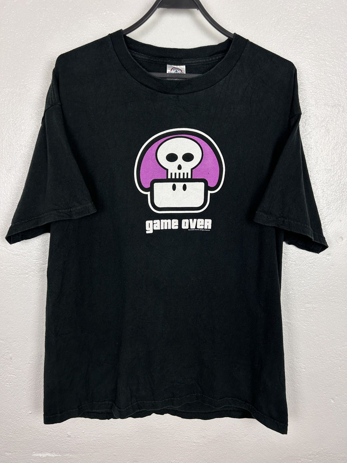 Nintendo 00s Vintage 2003 Mario Game Over Mushroom T-Shirt In Black Size US L / EU 52-54 / 3 - 1 Thumbnail