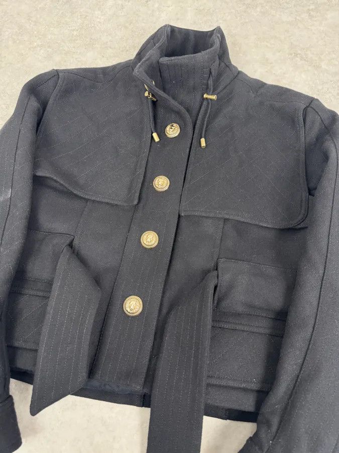 Balmain AW2014 Balmain Black Cropped Wool Buttoned Jacket Size S / US 4 / IT 40 - 4 Thumbnail