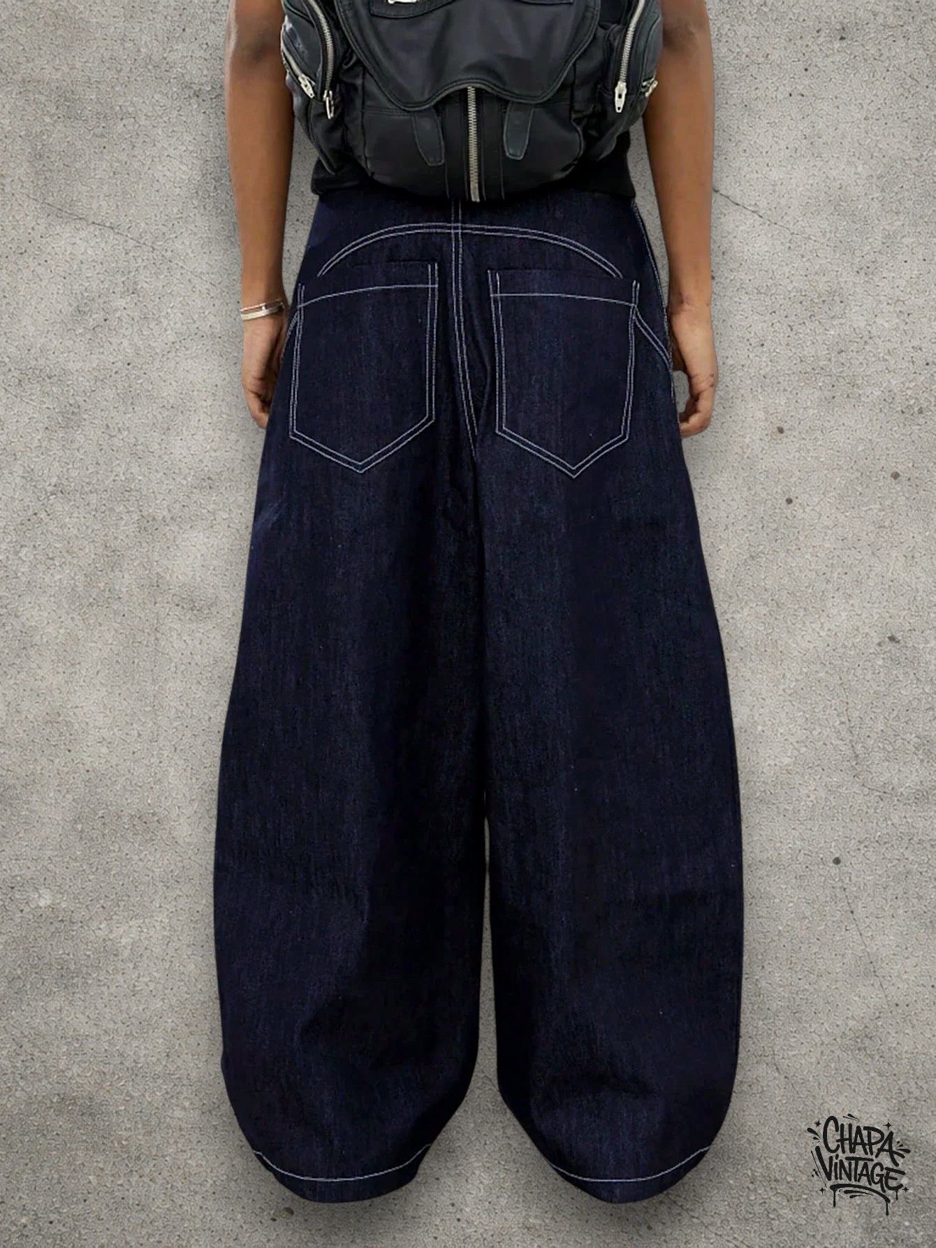 Vintage Wide dark blue jeans Size US 34 / EU 50 - 2 Thumbnail