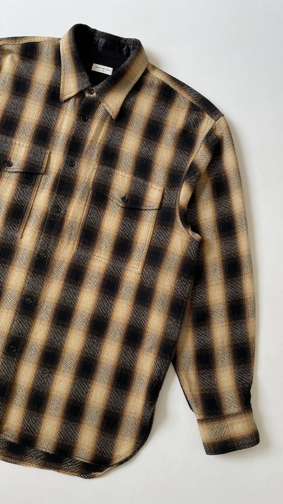 Dries Van Noten Brown Ombre Check Flannel Utility Shirt Size US XL / EU 56 / 4 - 5 Thumbnail