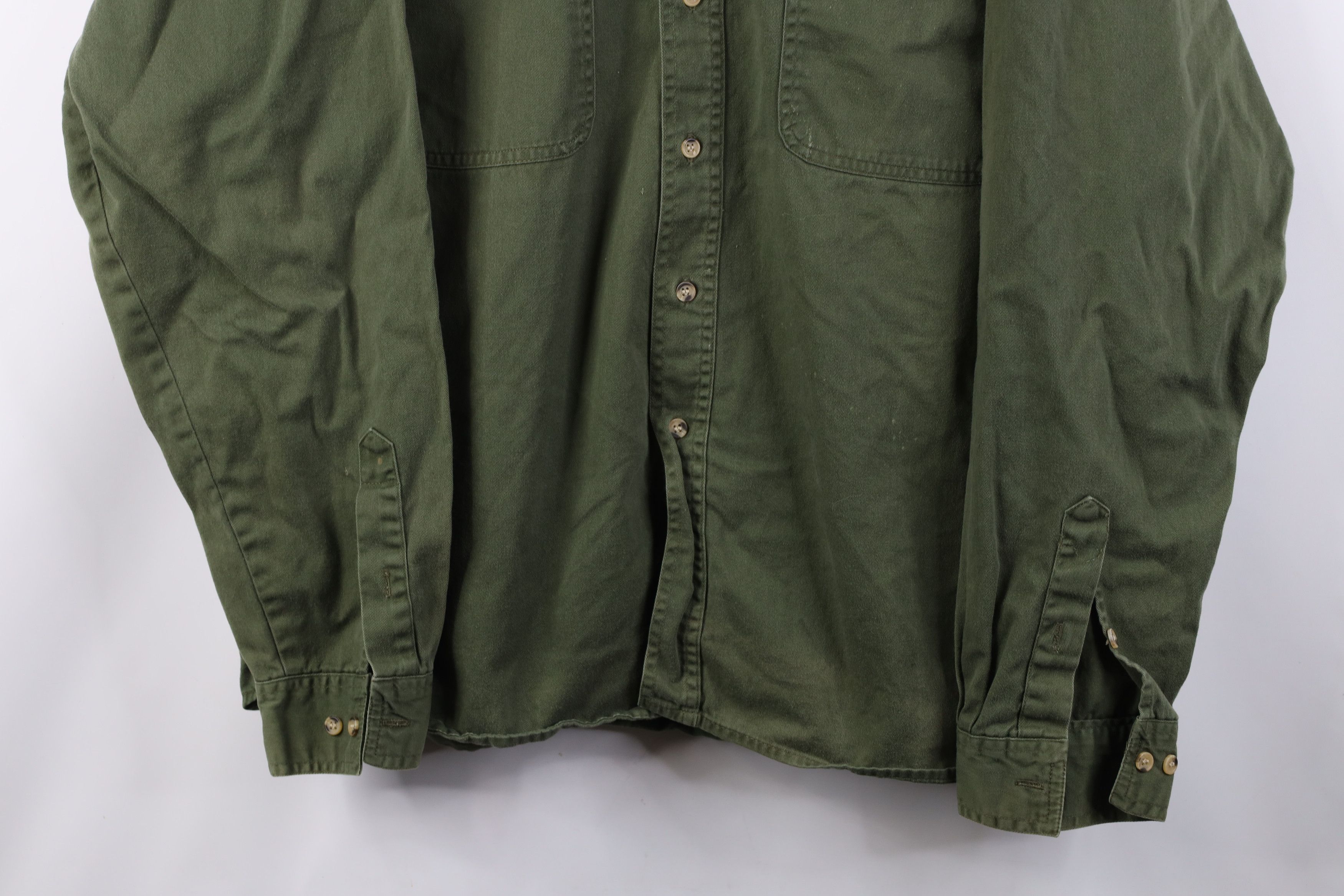 Vintage Vintage 90s Streetwear Cotton Twill Button Down Shirt Green Size US L / EU 52-54 / 3 - 3 Thumbnail