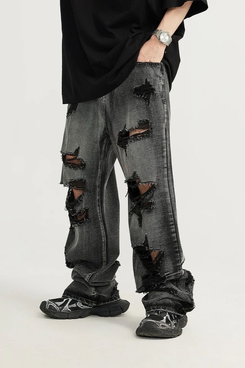 Jean × Vintage Washed Ripped Distressed Jeans Size US 31 - 1 Thumbnail