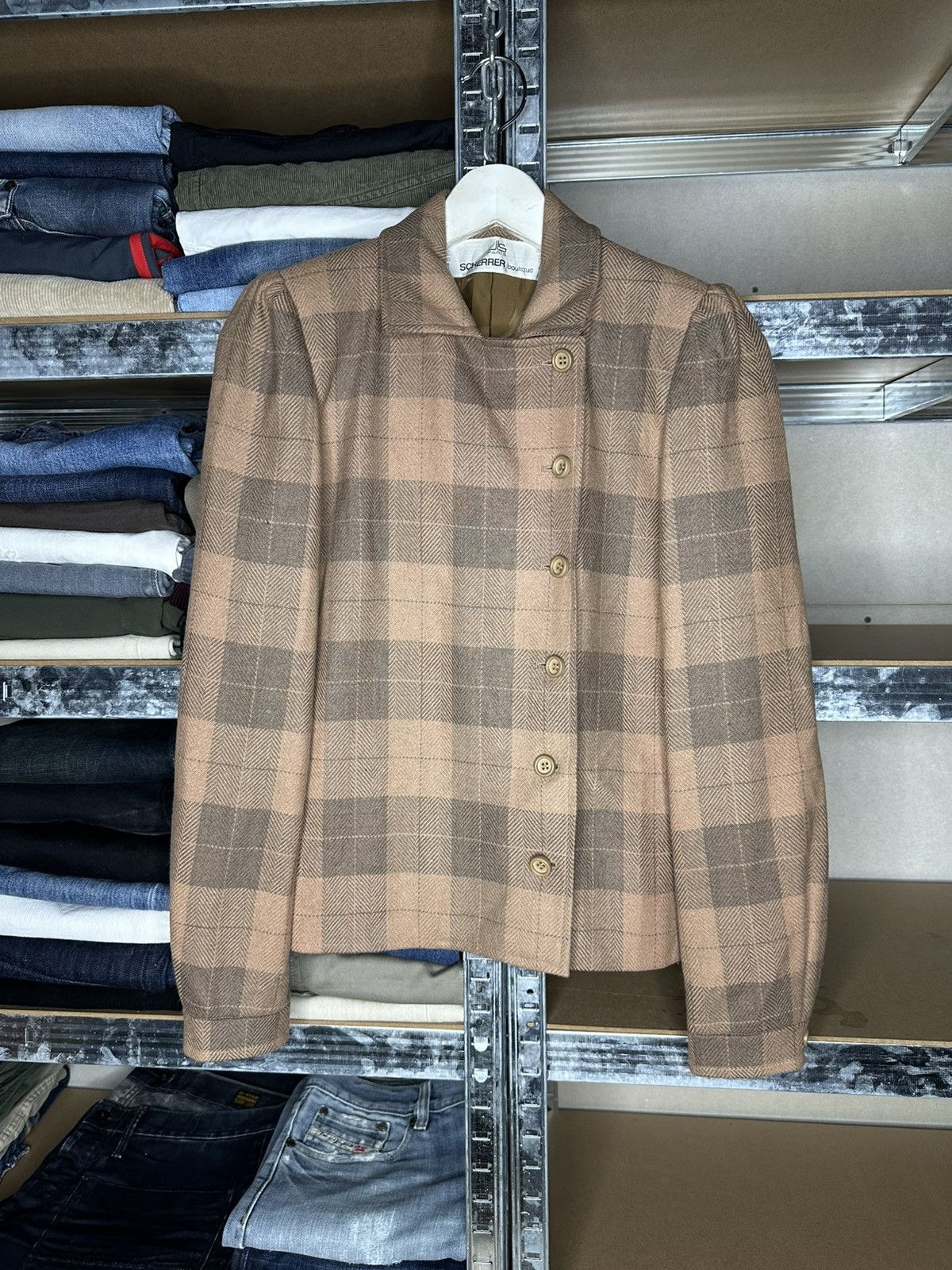 Jean-Louis Scherrer Scherrer Boutique Paris Plaid Wool Jacket Size 36 Size XS / US 0-2 / IT 36-38 - 1 Thumbnail