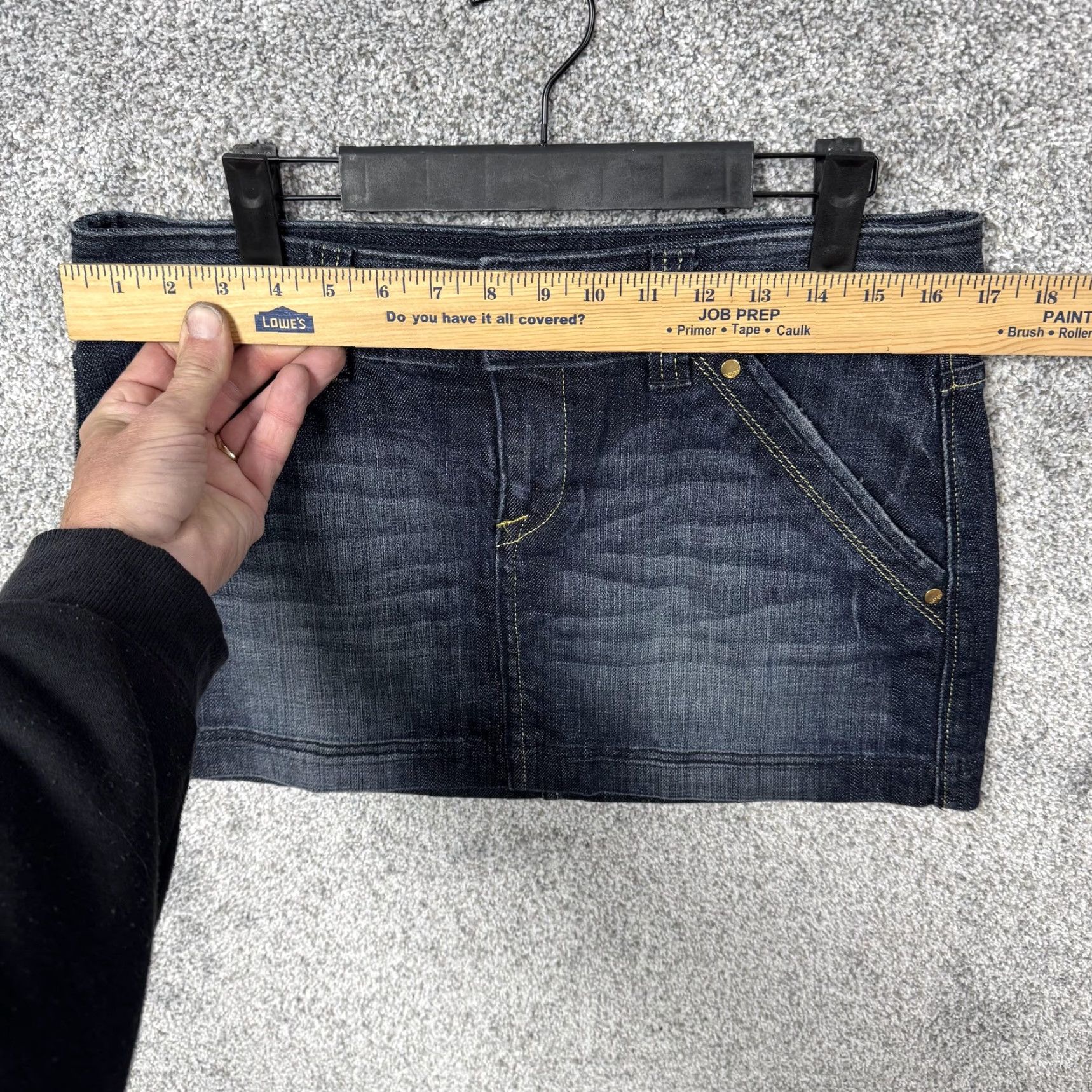Express Express Jeans Skirt 6 Blue Denim Embroidered Pockets Mini Y2K McBling Size 28" / US 6 / IT 42 - 5 Thumbnail