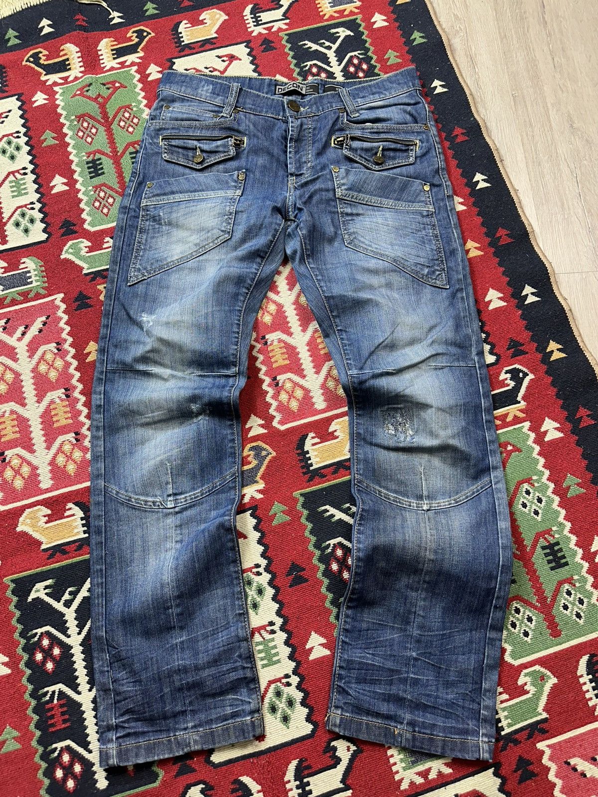 Japanese Brand Vintage Multi Pocket Y2K Distressed Jeans Size US 31 - 1 Thumbnail