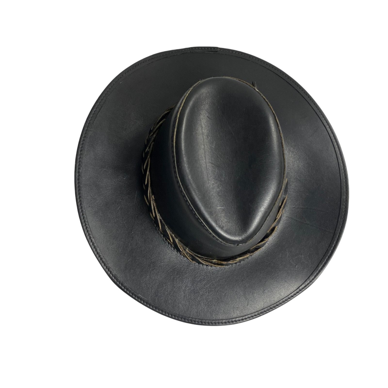 Vintage Vintage Head N Home Black Leather Braided Band Hat Size ONE SIZE - 6 Thumbnail