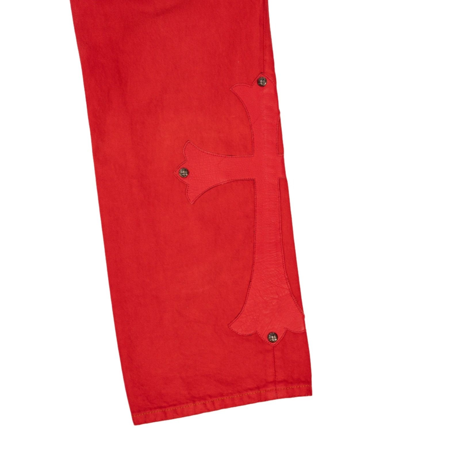 Chrome Hearts Red Denim Paris Exclusive 'Red Crosses' Size US 33 - 7 Thumbnail