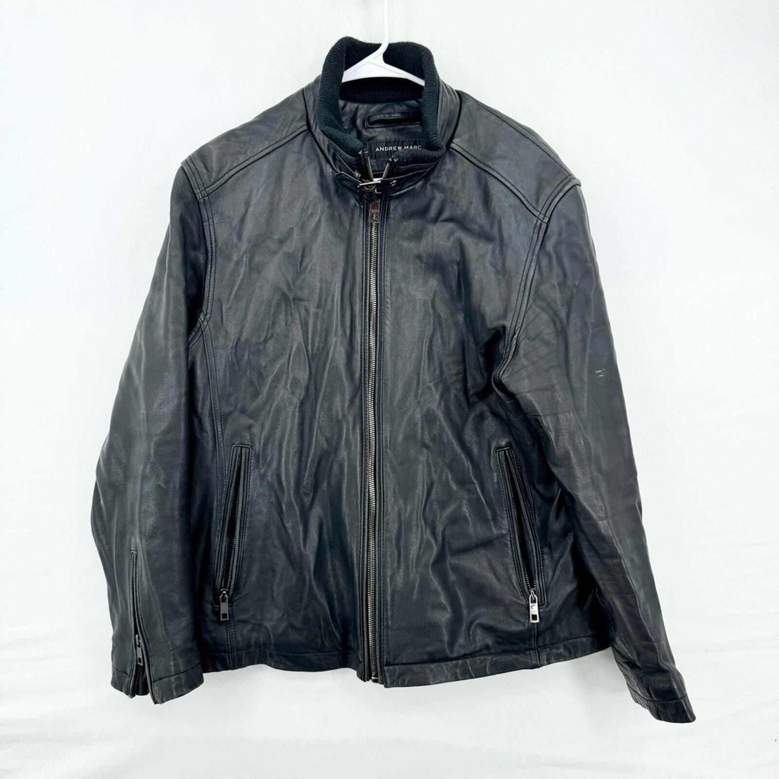 Andrew Marc Andrew Marc Leather Full Zip Black Fabian Jacket Size Large Size L / US 10 / IT 46 - 2 Thumbnail