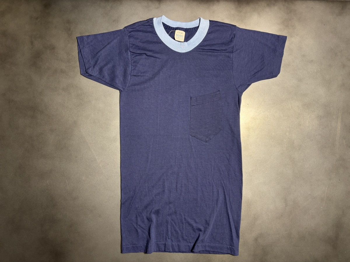 Vintage 1980s Ringer Tee 80s Vintage Blank Tee 5050 Thrashed Surplus Size US S / EU 44-46 / 1 - 7 Thumbnail
