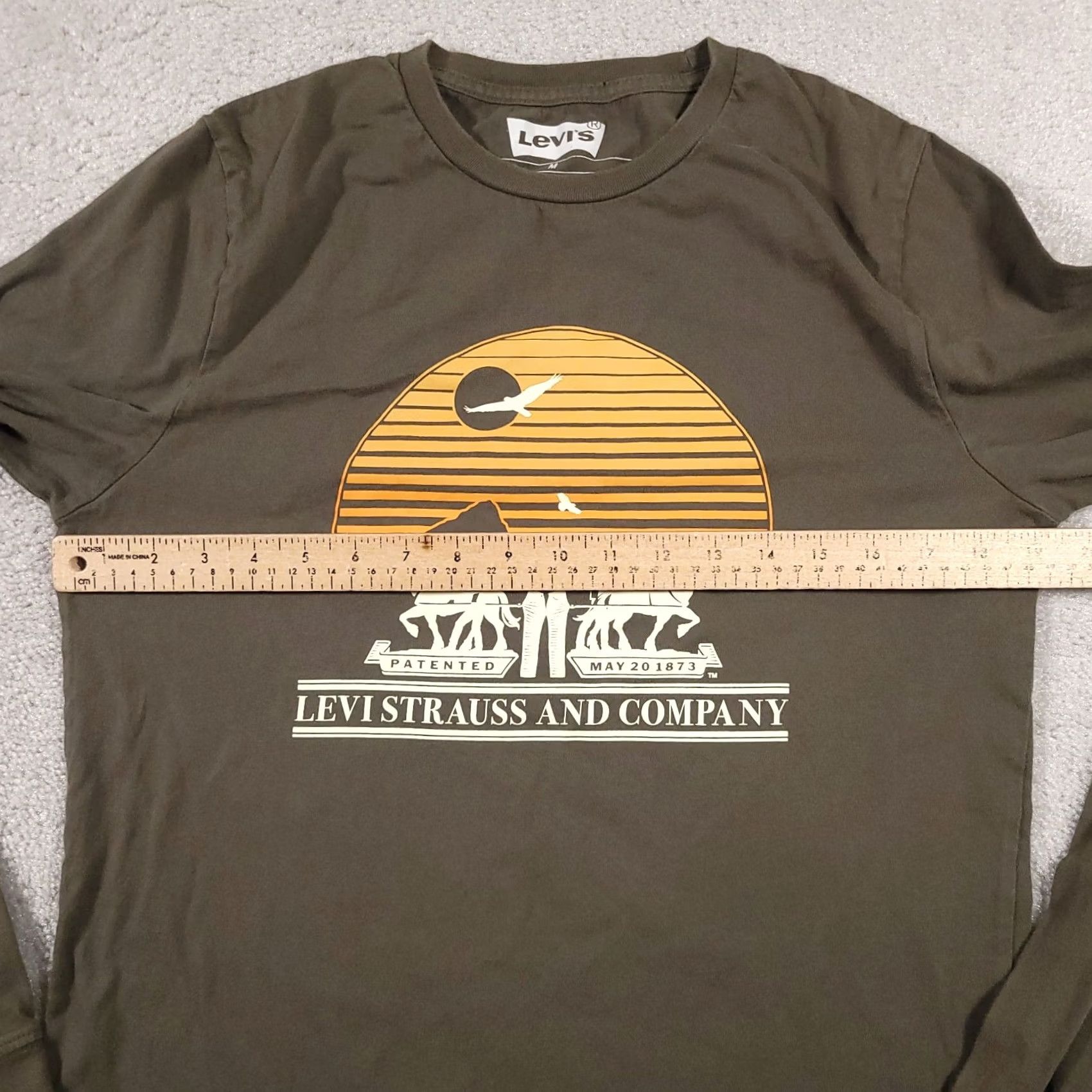 Levi's Levi's Shirt Mens Medium Green Long Sleeve Graphic Spell Out Pullover Casual Size US M / EU 48-50 / 2 - 5 Thumbnail
