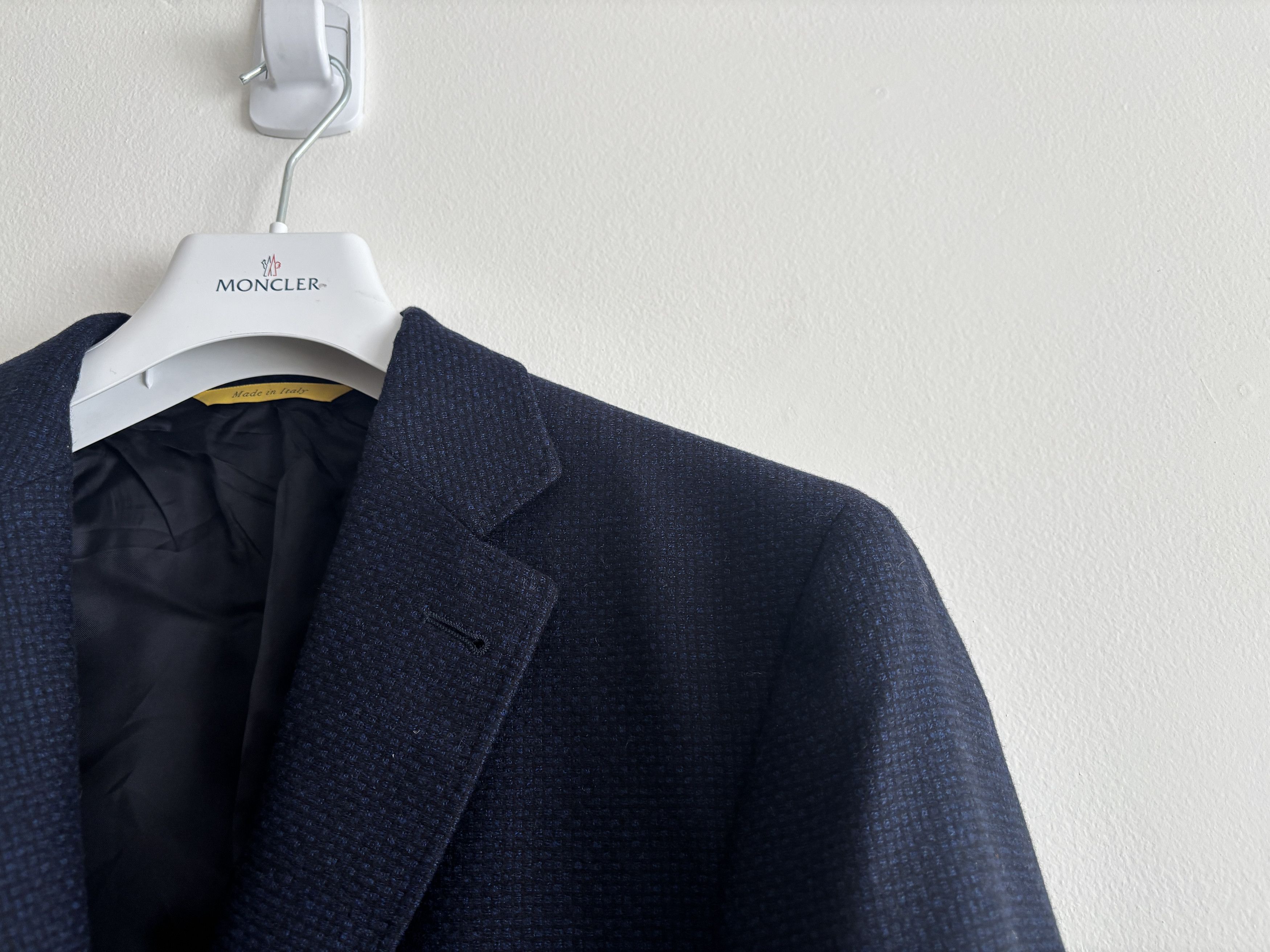 Canali $1595 Kei Navy Blue Microcheck Unstructured Wool Sport Coat Size 46R - 5 Thumbnail