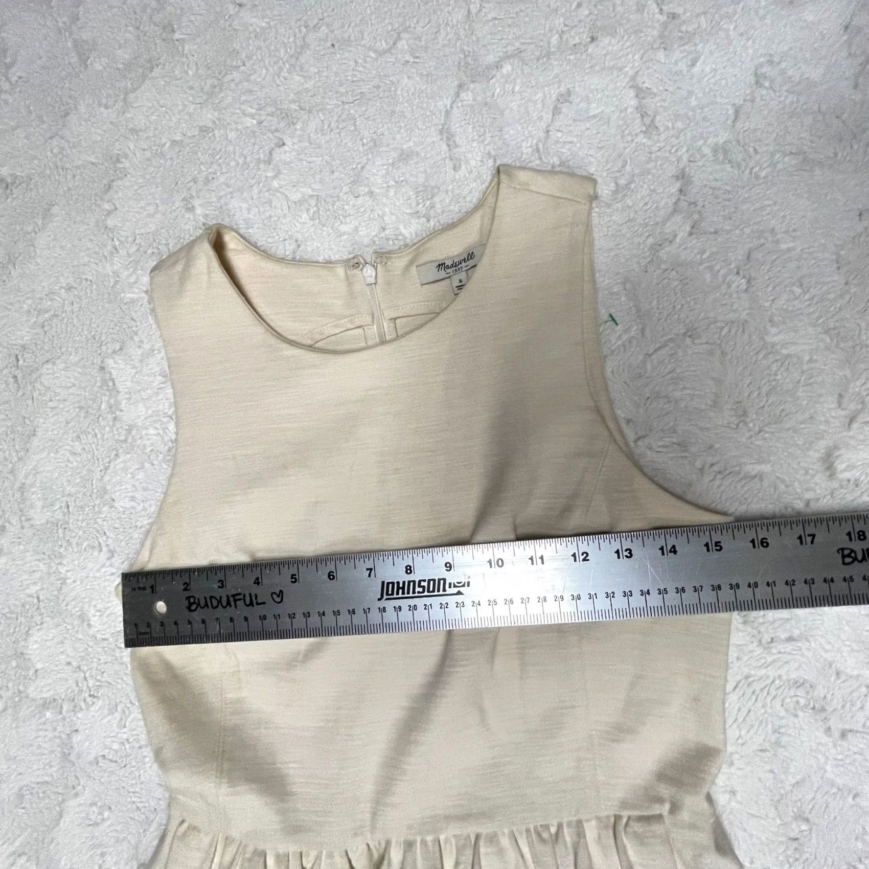 Madewell Madewell Pierside Zip Back Fit & Flare Mini Dress Cream Women’s Size Small 49698 Size S / US 4 / IT 40 - 7 Thumbnail