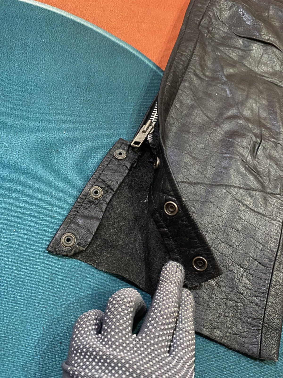 Genuine Leather Highway One Motorcycle Pants Side Zip & Snap Biker Chaps Size US 30 / EU 46 - 15 Thumbnail