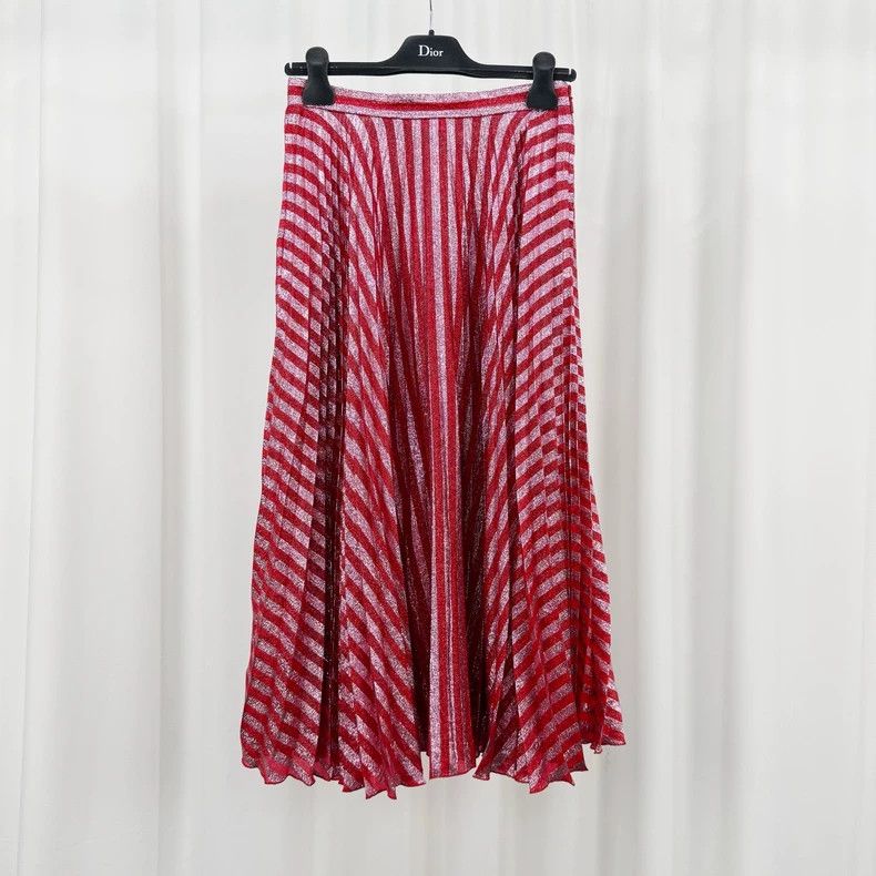 Gucci Gucci White and red shiny silk double-layer pleated skirt Size 26" / US 2 / IT 38 - 1 Thumbnail