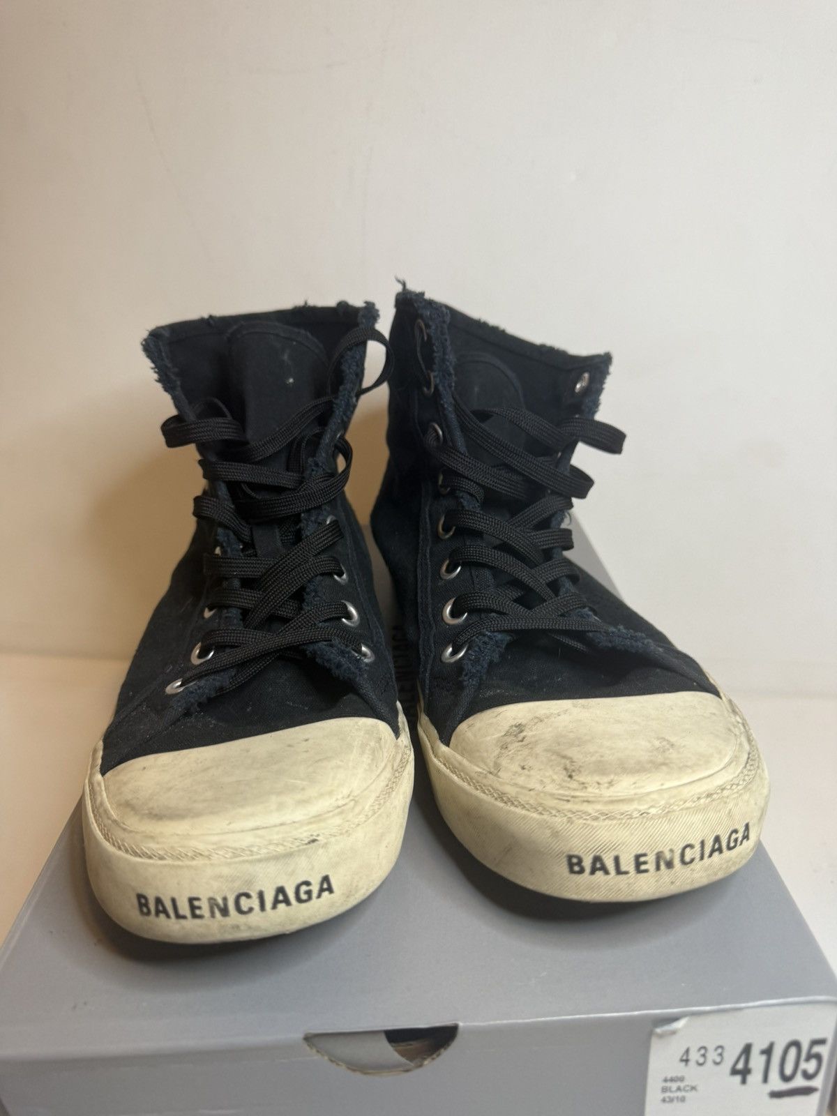 Balenciaga Balenciaga Paris High Top Sneakers Black Distressed Canvas Size US 10.5 / EU 43-44 - 4 Thumbnail
