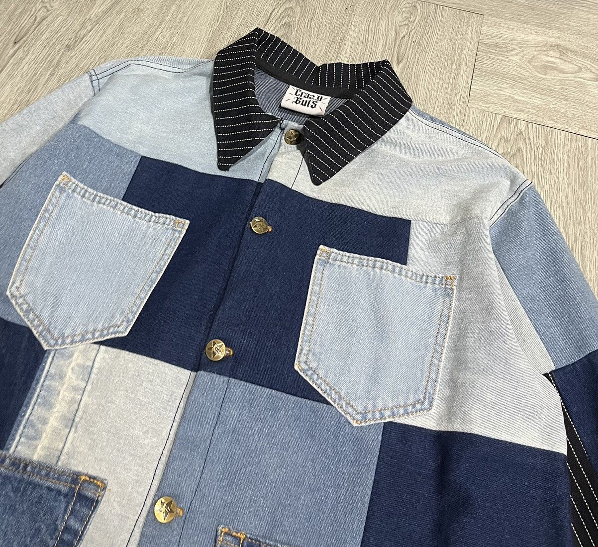 Japanese Brand Patchwork Indigo Denim Chore Jacket Size US L / EU 52-54 / 3 - 3 Thumbnail