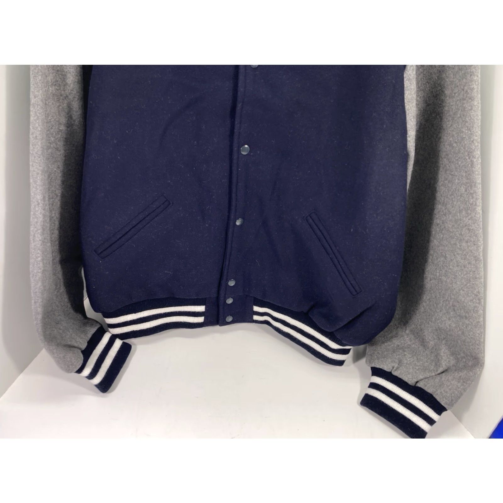 Vintage Maverick Varsity Jacket Wool Men 3XL Blue Gray Full Snap USA NWOT Letters Letterman Chest 32 Inches Slim? Size US XXL / EU 58 / 5 - 3 Thumbnail