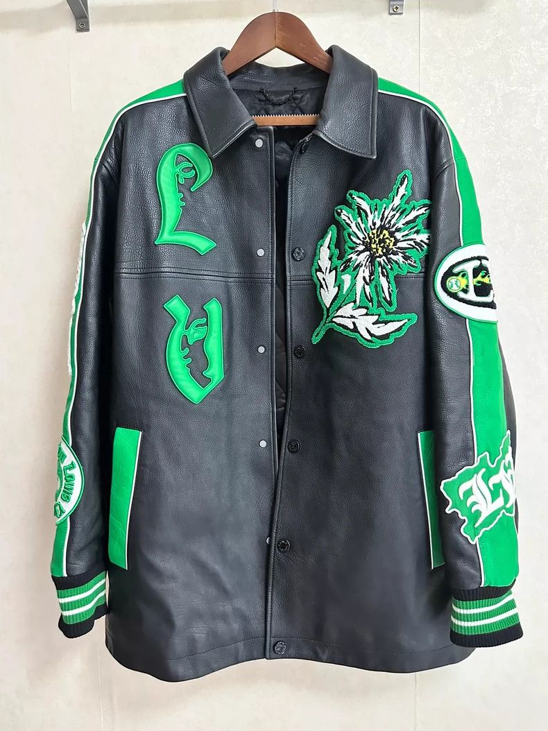 Louis Vuitton Louis Vuitton 23 SS Show Black and Green Floral Leather jac Size US M / EU 48-50 / 2 - 1 Thumbnail