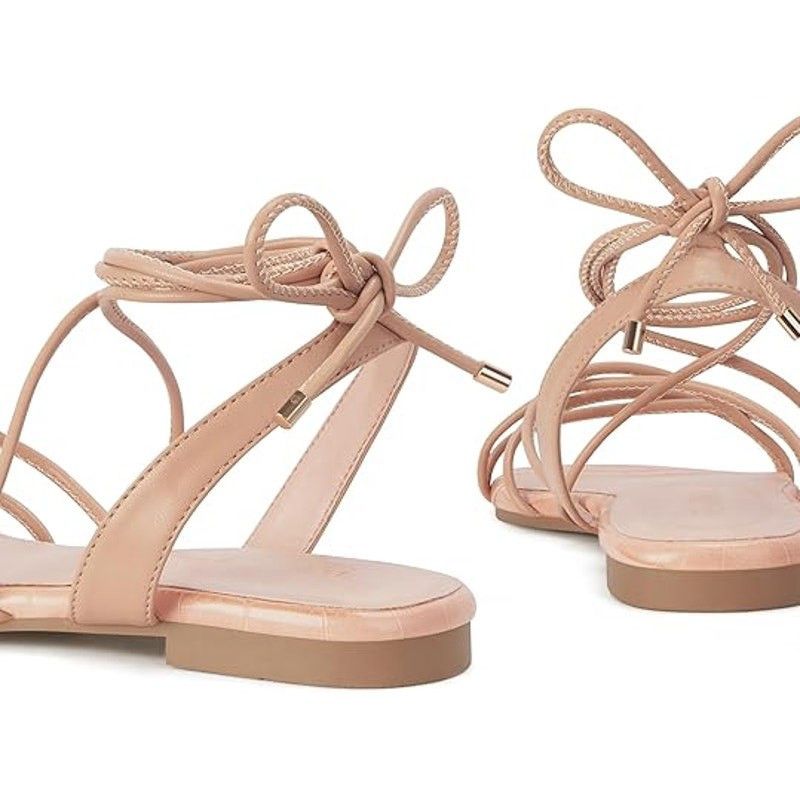 Other Womens Size 8 Pink Gladiator Lace Up Flat Sandals Shoes Size US 8 / IT 38 - 3 Thumbnail