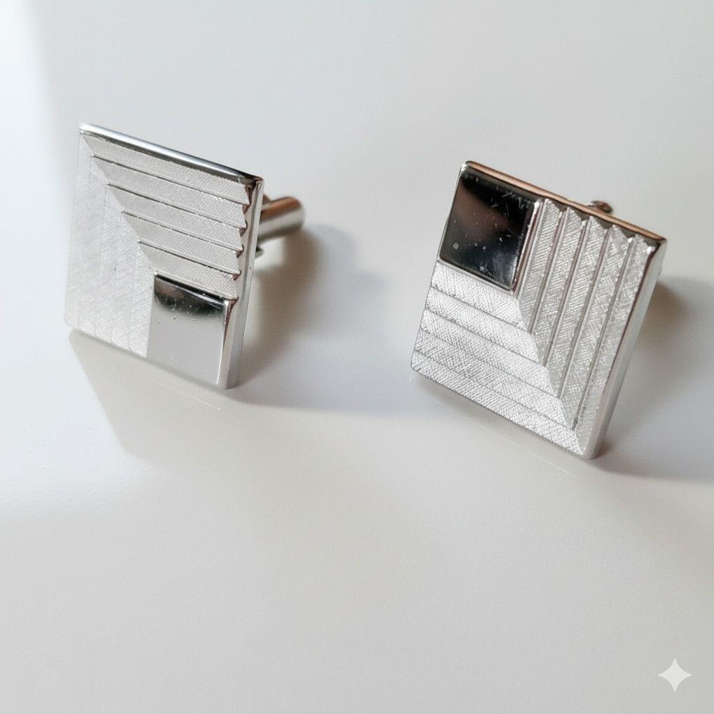 Other Swank Cufflinks Silver Tone Geometric Stepped Polished Size ONE SIZE - 1 Thumbnail