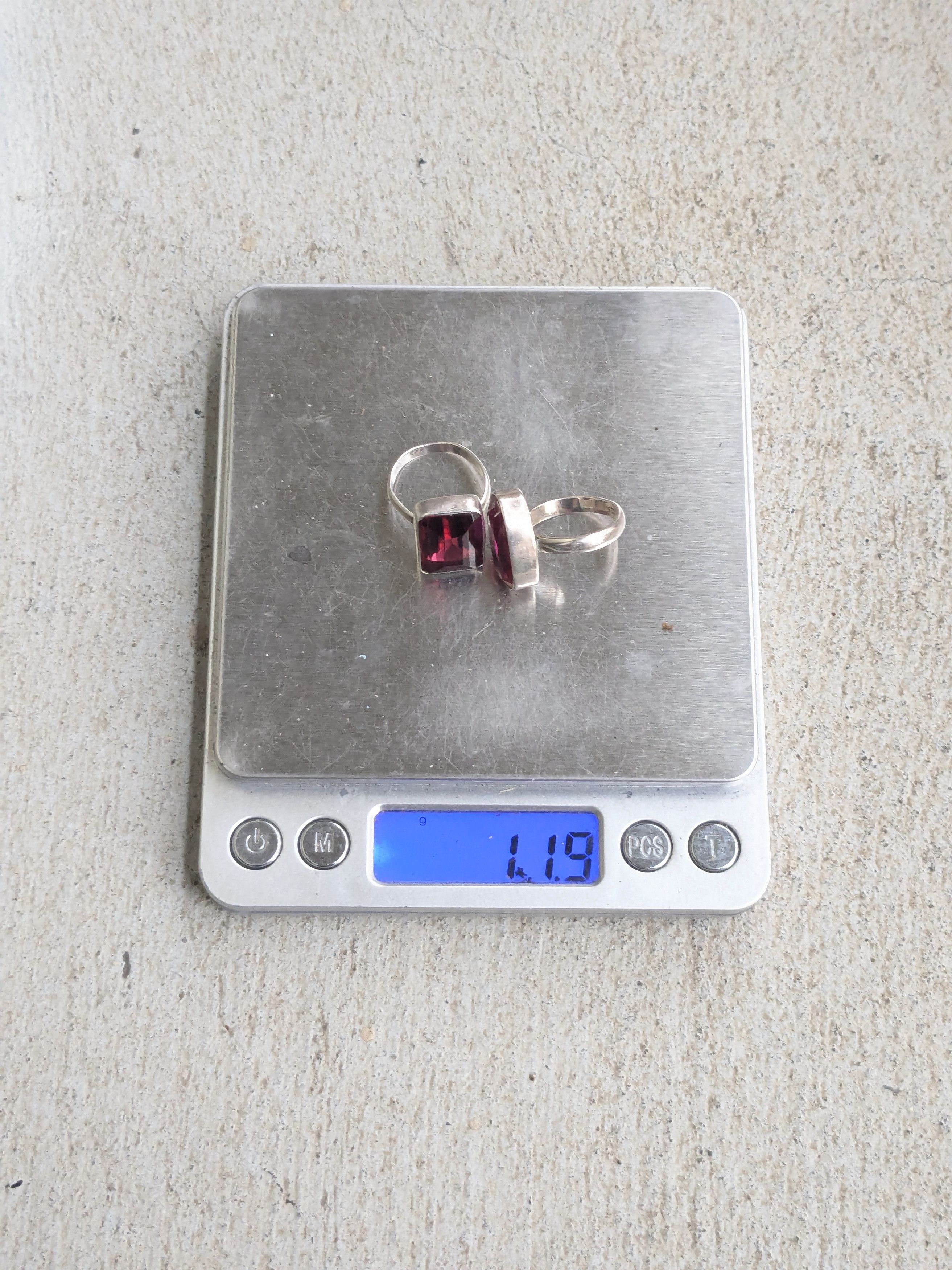 Jewelry × Vintage Vintage Sterling Silver Ring Red Glass 6.5 8.5 Rectangle Size ONE SIZE - 14 Thumbnail