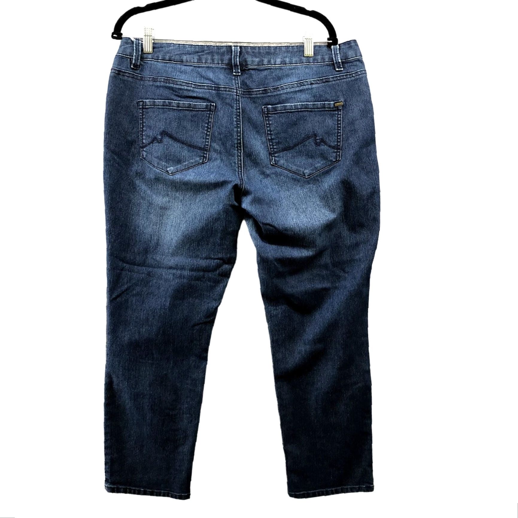 Vintage Max Studio Slim Jeans Womens 12 Mid Rise Stretch Blue Dark Wash Skinny Size 35" - 2 Thumbnail