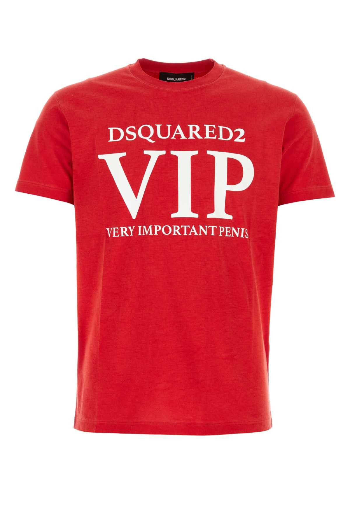 image of Red Cotton D2 X Rocco T-Shirt, Men's (Size XL)