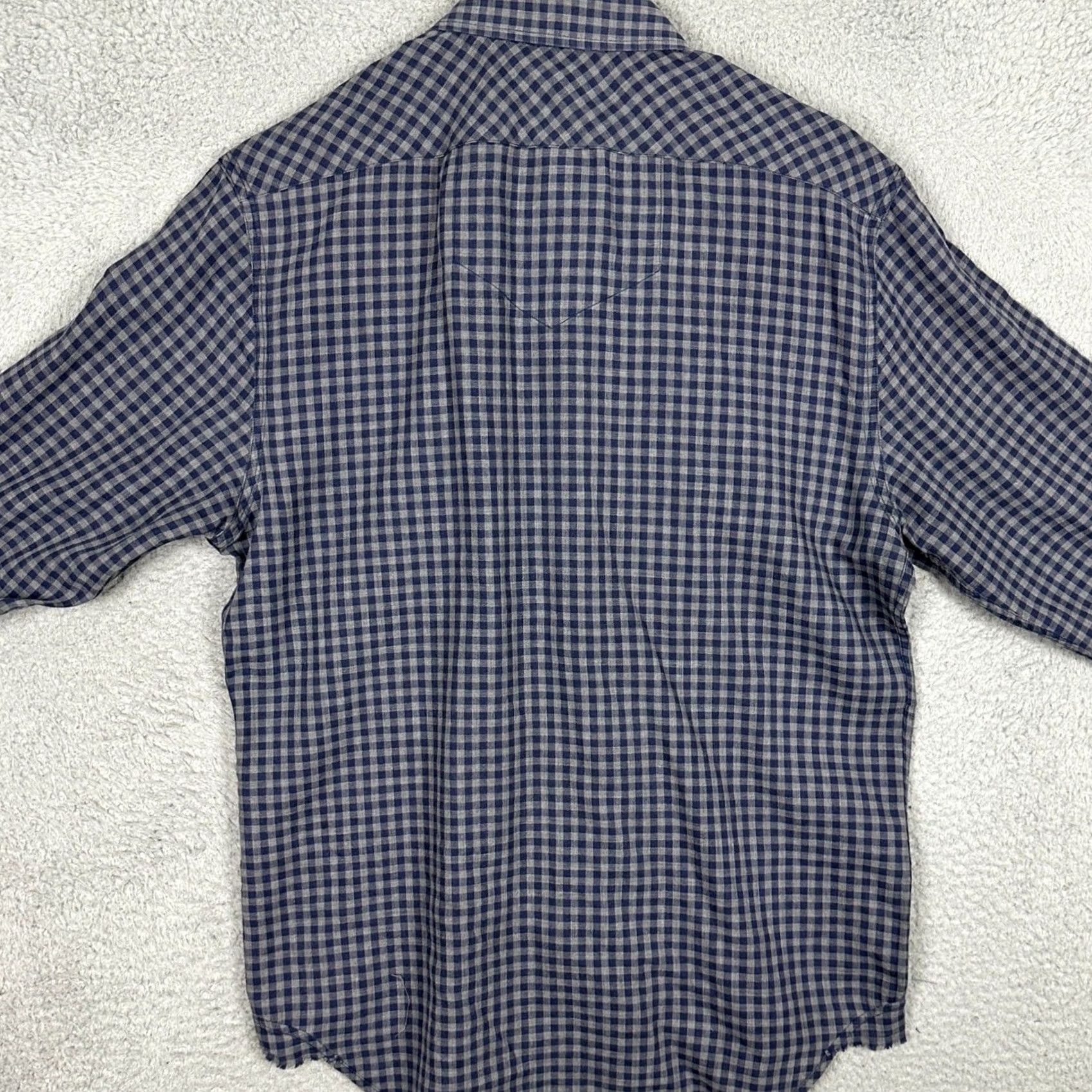 Billy Reid Billy Reid Shirt Mens Medium Navy Grey Button Up Gingham Check Casual Pockets Size US M / EU 48-50 / 2 - 3 Thumbnail