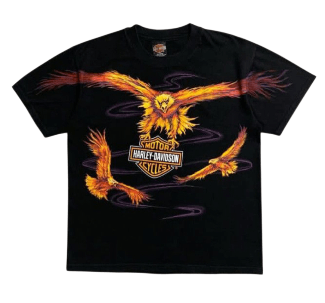 Harley Davidson Vintage 90's Harley Davidson Shirt Eagle Phoenix Thunder Tee Size US M / EU 48-50 / 2 - 1 Thumbnail