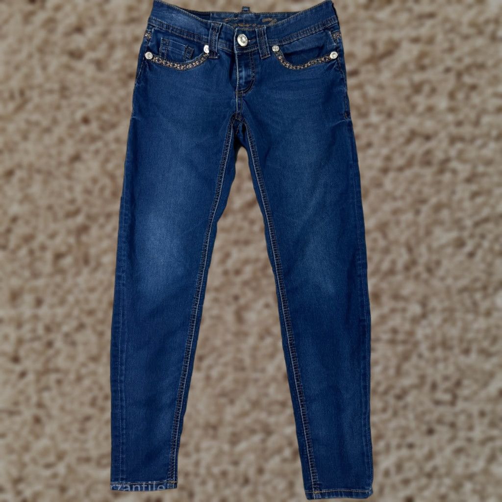 Vintage Seven7 Jeans Womens Jeans 29 Blue Denim Skinny Tapered Cotton Blend Embellished Size 29" - 1 Thumbnail