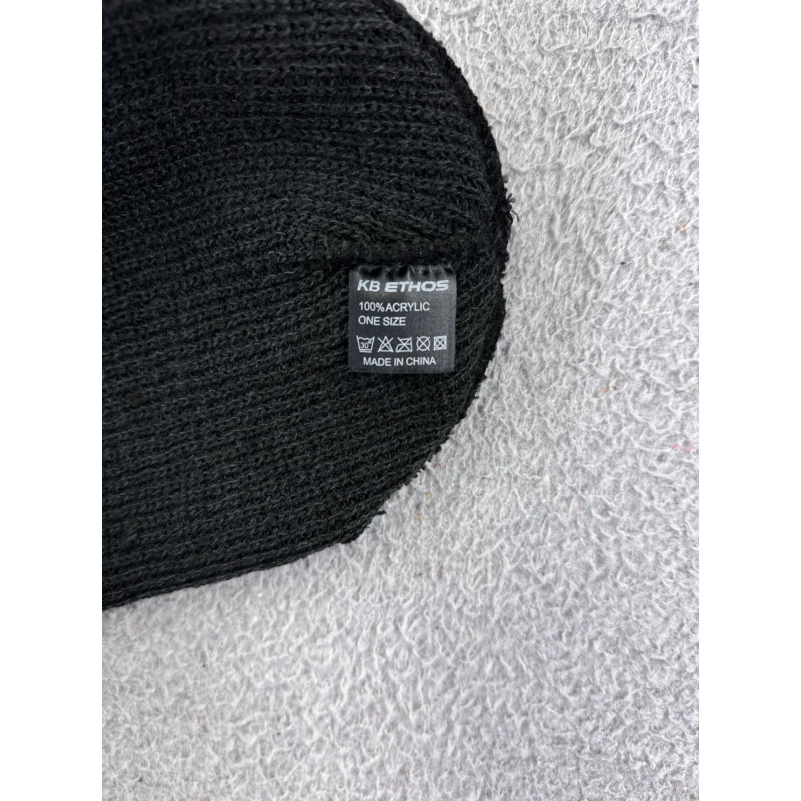 Vintage KB ETHOS Beanie Adult One Size Black Knit 100% Acrylic Ski Snowboard Hat Beanie Men Winter - Logo Theme Lightweight Knit Hat Size ONE SIZE - 6 Thumbnail
