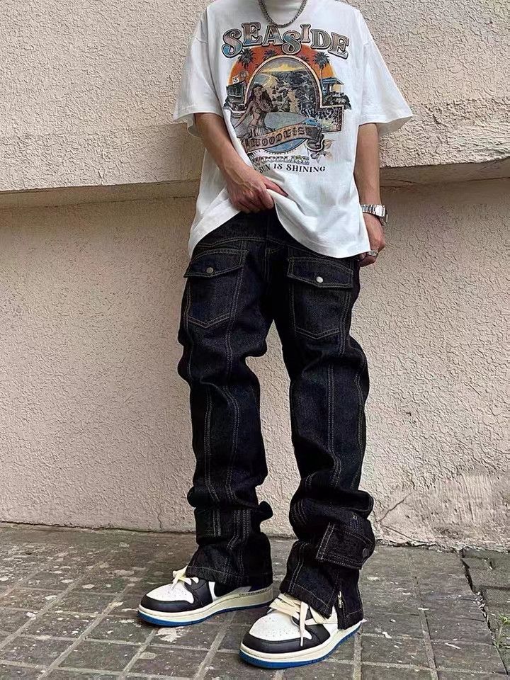 Japanese Brand × Jean Vintage washed topstitched pocket jeans Size US 32 / EU 48 - 3 Thumbnail