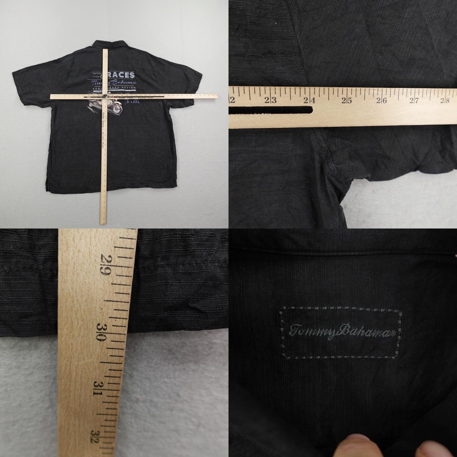 Tommy Bahama Tommy Bahama Shirt Mens 2XL Black Silk Motorcycle Races Embroidered Button Up Size US XL / EU 56 / 4 - 8 Thumbnail