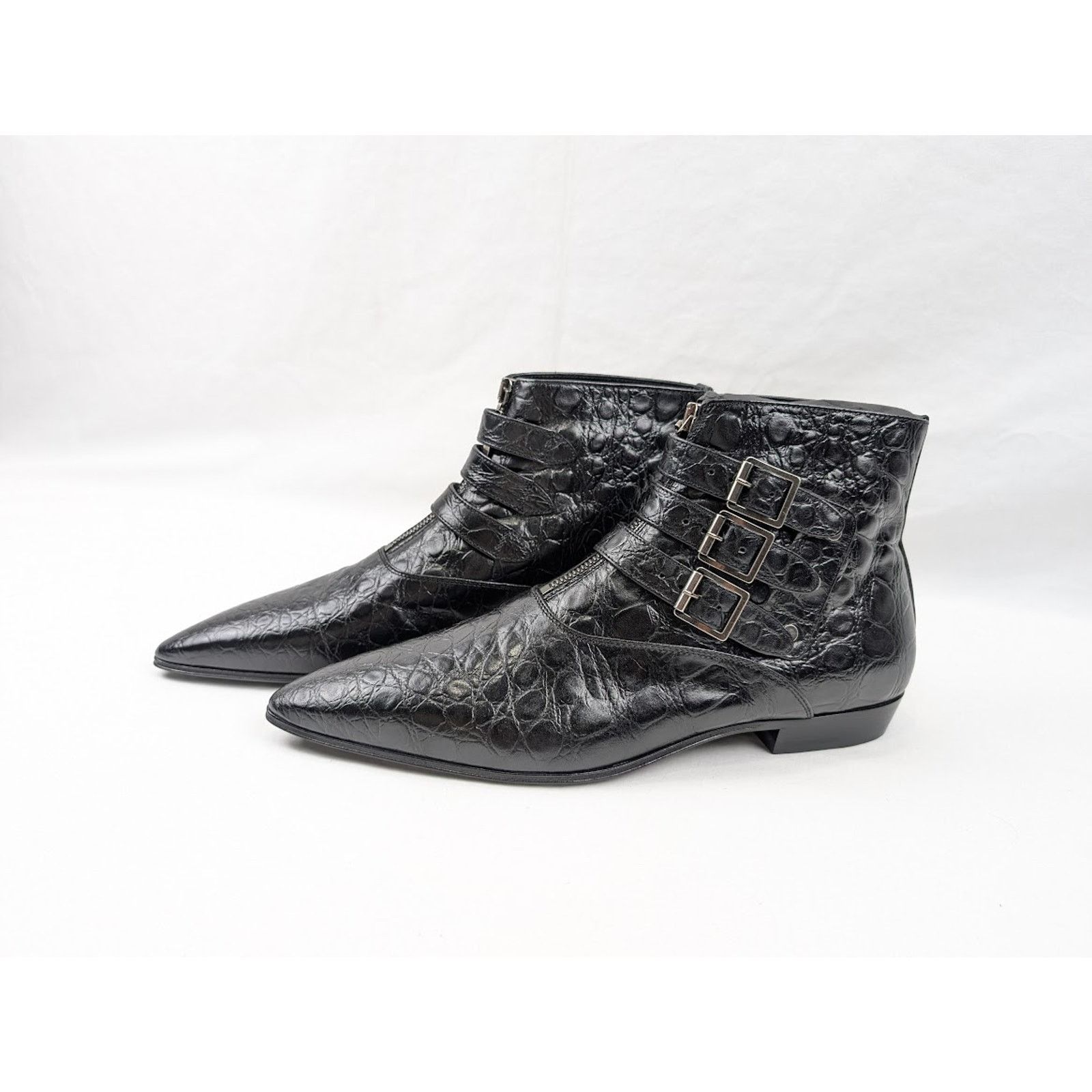 Saint Laurent Paris o1rshd1 Goth 15 Zip Buckle Boots Fake Cocco Yankee in Nero Size US 8.5 / EU 41-42 - 17 Thumbnail