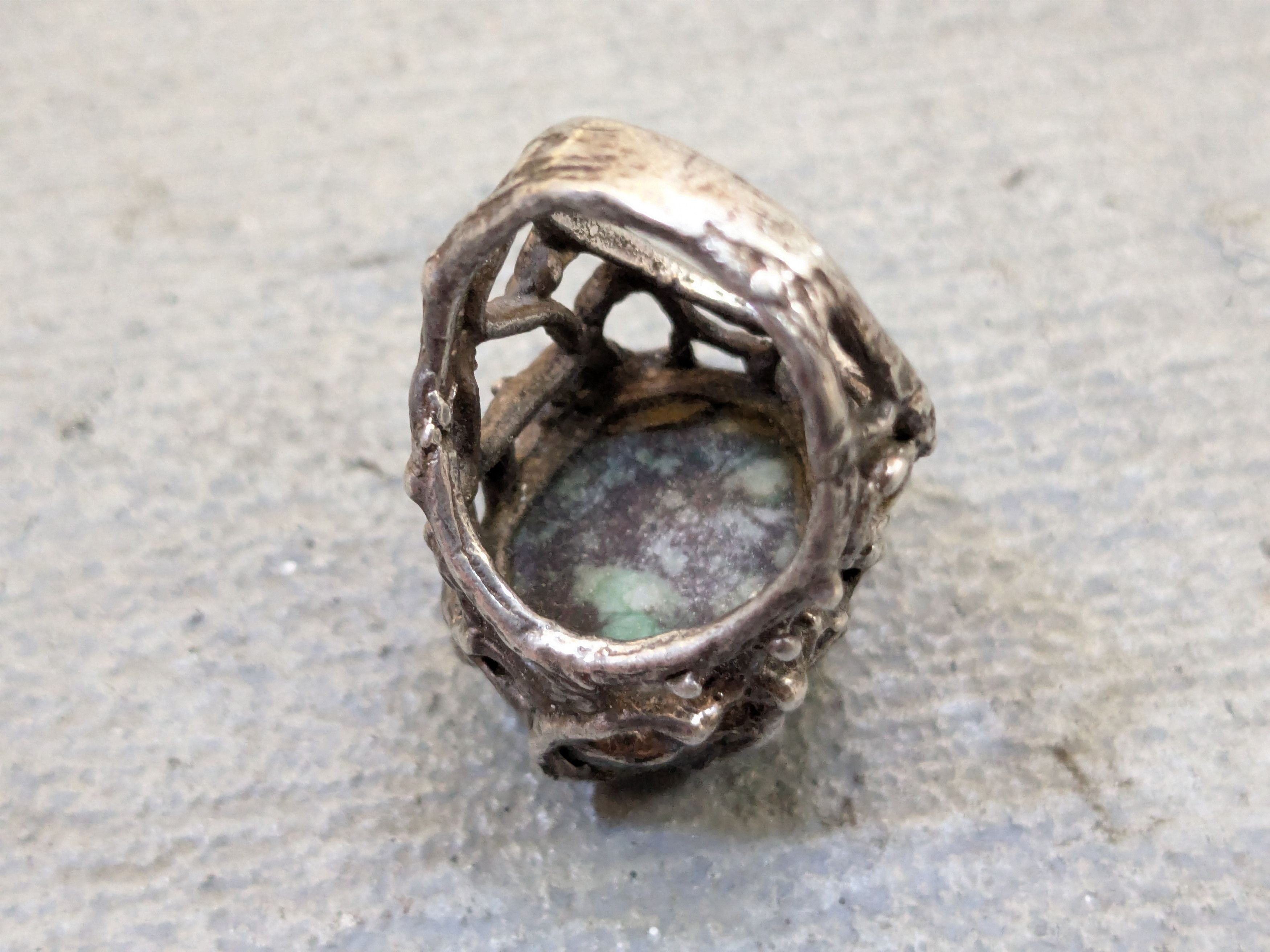 Other Vintage Sterling Silver Ring Chysocolla Brutalist Modern Size ONE SIZE - 12 Thumbnail