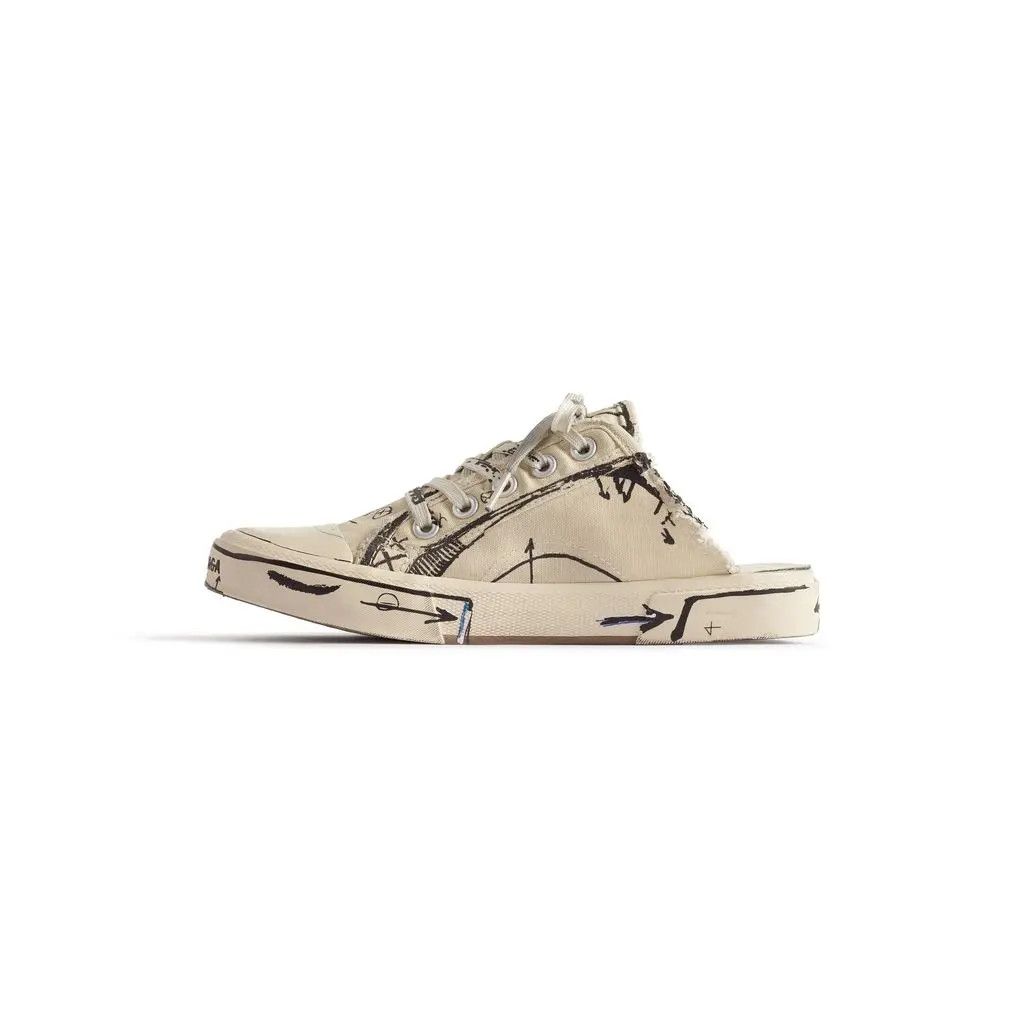 Balenciaga o1srvl11e0825 Paris Sketch Mules in Beige Size US 8 / IT 38 - 3 Thumbnail