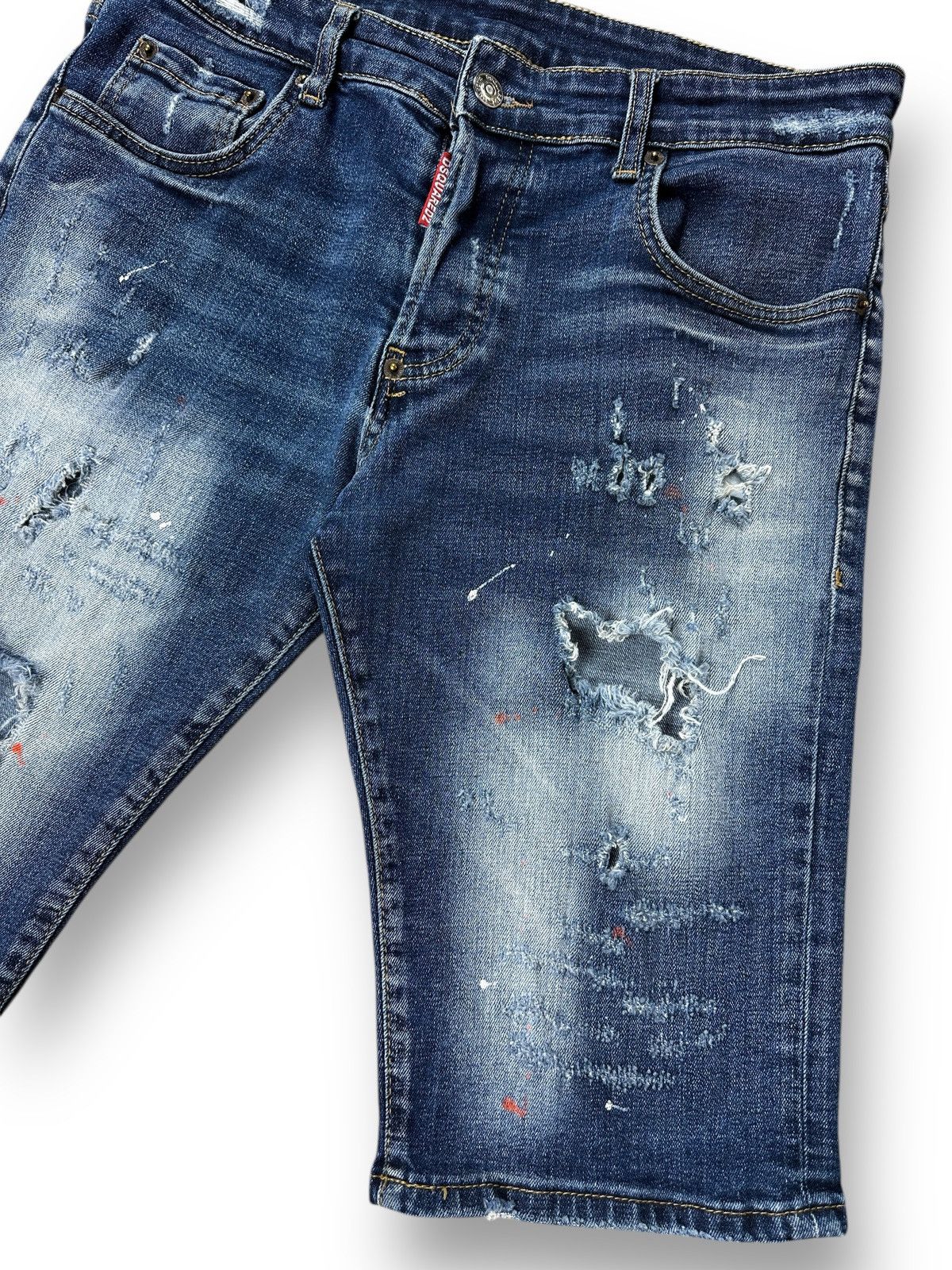 Dsquared2 Dsquared2 Ripped Dirty Distressed Style Denim Jeans Shorts Size US 31 - 2 Thumbnail