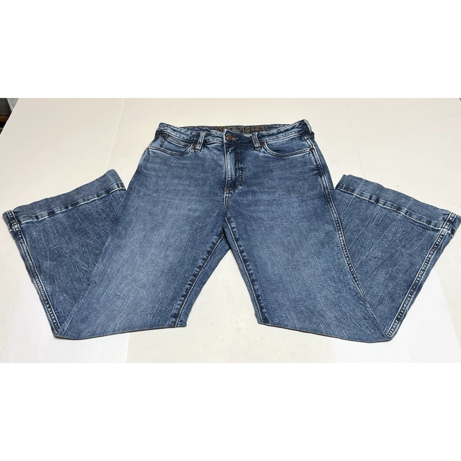 Wrangler Wrangler Retro Jeans Women's 30x30 High Rise Flare 5-Pocket Denim Blue Solid Logo Western Cowboy Vintage No Size 30" / US 8 / IT 44 - 2 Thumbnail