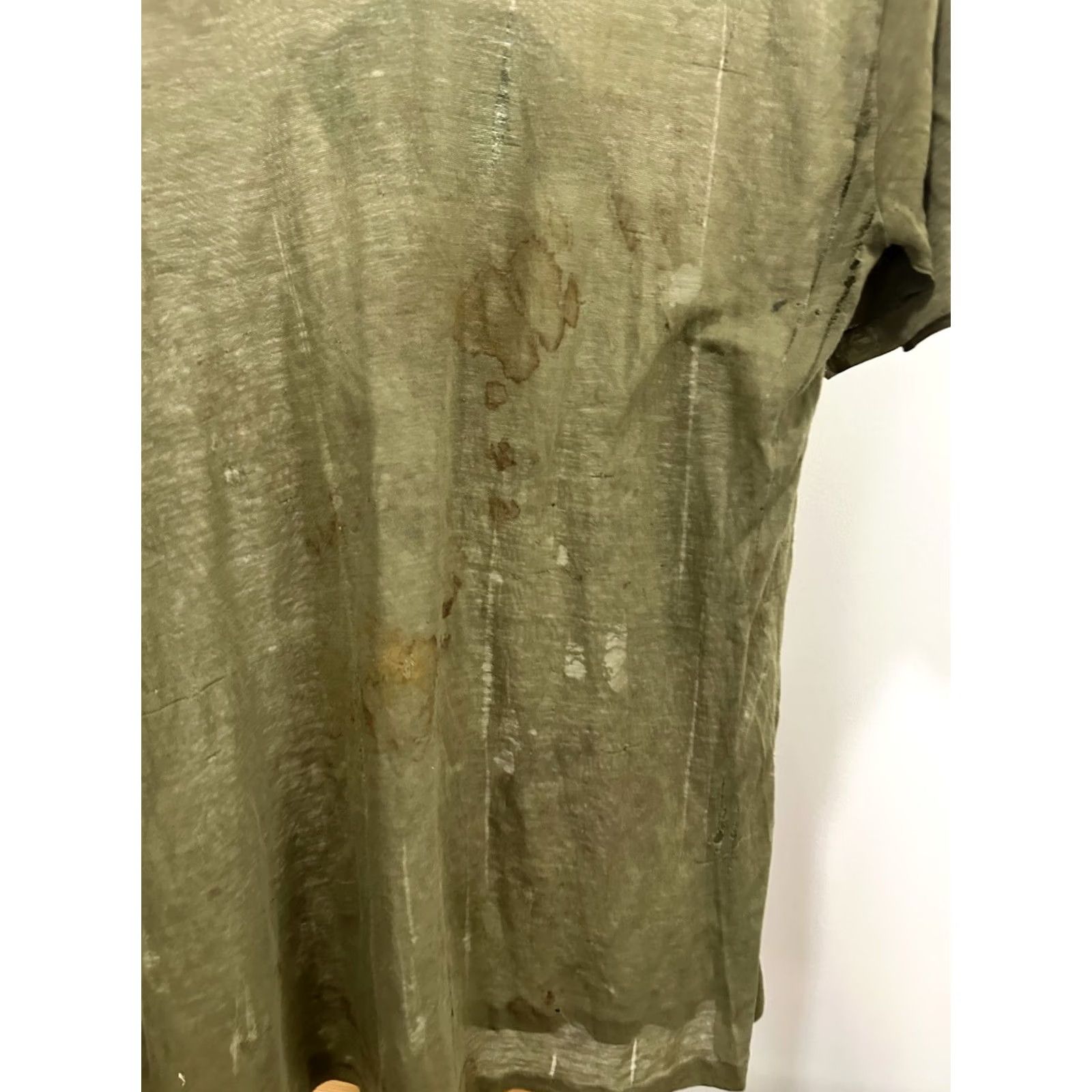 Vintage VTG 80s Special Forces Never Dies Goes To Hell Paper Thin Thrashed T-Shirt L Green Military Distressed Mens Shirt Size US L / EU 52-54 / 3 - 5 Thumbnail