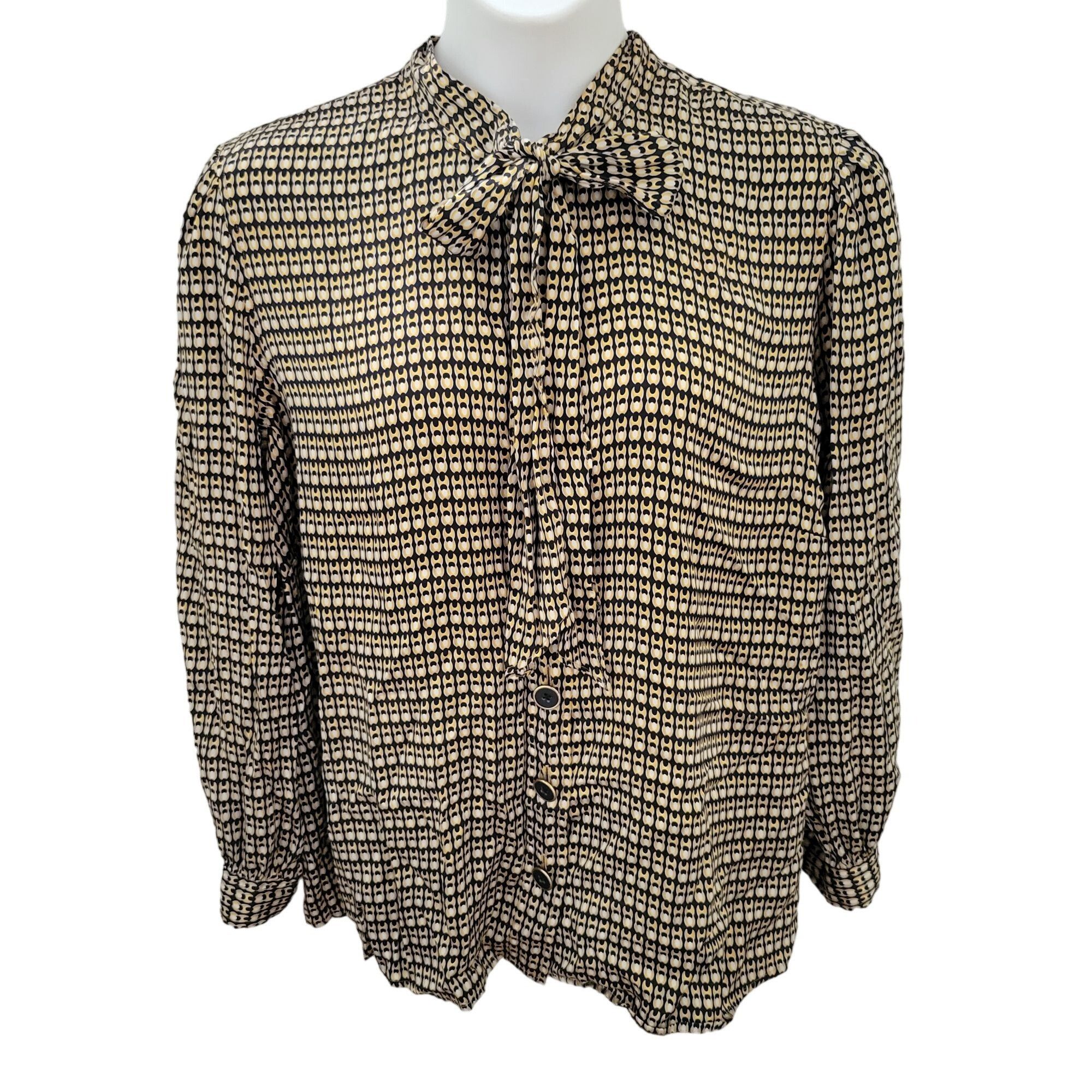 Vintage Peter Nygard Silk Blouse 22 Geometric Print Long Sleeve Butt Size 3XL / US 20-22 - 1 Thumbnail