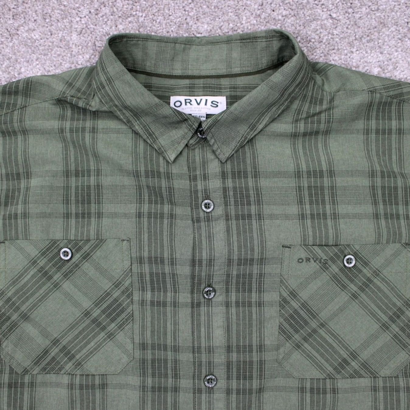 Orvis Orvis Shirt Mens 2XL Green Quick Dry Short Sleeve Button-Up Pockets Polyester Sportsman Theme Classic Outdoor Size US XXL / EU 58 / 5 - 5 Thumbnail